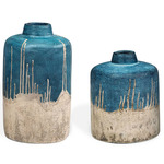 Coastal Cascade Vase Set of 2 - Blue/Natural