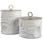 Ivory Tide Canister Set of 2 - Antique Brass / White