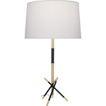 Thatcher Table Lamp - Overstock - Modern Brass / Matte Black / Oyster Linen