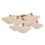 Tremblant Semi Flush Ceiling Light - Patina Gold Leaf / Saguran