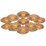 Colline Semi Flush Ceiling Light - Vintage Gold Leaf / Seagrass