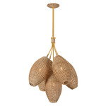 Karpathos Chandelier - Vintage Gold Leaf / Rattan