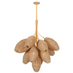 Karpathos Chandelier - Vintage Gold Leaf / Rattan