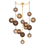 Sunstone Chandelier - Vintage Gold Leaf / Smoke