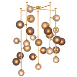 Sunstone Chandelier - Vintage Gold Leaf / Smoke