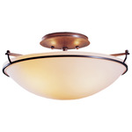 Plain Semi Flush Ceiling Light - Dark Smoke / Opal