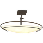 Mackintosh Oval Semi Flush Ceiling Light - Dark Smoke / Opal