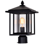 Crawford Outdoor Post Light - Black / Clear