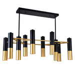 Anem Linear Chandelier - Matte Black / Satin Gold / Satin Gold