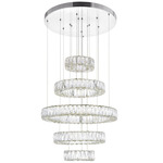 Madeline 5-Ring Chandelier - Chrome / Crystal