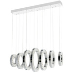 Celina Linear Ring Chandelier - Chrome / Crystal