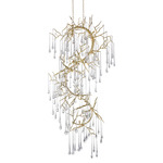 Anita Spiral Chandelier - Gold Leaf / Crystal