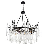 Anita Circular Chandelier - Black / Crystal