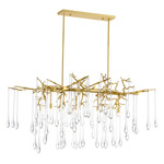 Anita Linear Chandelier - Gold Leaf / Crystal