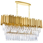 Deco Linear Chandelier - Medallion Gold / Crystal