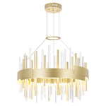 Millipede Chandelier - Satin Gold / Clear