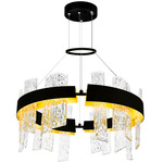 Guadiana Chandelier - Black / Satin Gold / Artisanal Glass