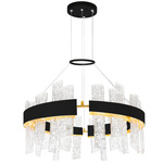 Guadiana Chandelier - Black / Satin Gold / Artisanal Glass
