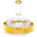 Cityscape Chandelier - Satin Gold / Crystal