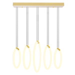 Hoops Linear Multi-Light Chandelier - Satin Gold / White