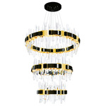 Aya 3-Tier Chandelier - Pearl Black / Titanium Gold / Crystal