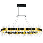 Aya Linear Chandelier - Pearl Black / Titanium Gold / Crystal