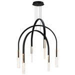 Curva 38 inch Color-Select Chandelier - Black / Artisanal Glass