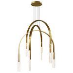 Curva 38 inch Color-Select Chandelier - Brass / Artisanal Glass