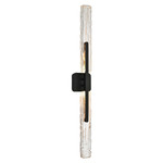 Curva Outdoor Color-Select Double Wall Sconce - Sand Black / Artisanal Glass