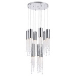 Extended Multi-Light Pendant - Chrome / Crystal