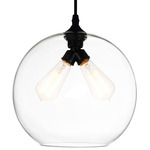 Glass 2-Light Pendant - Black / Clear