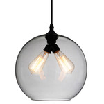Glass 2-Light Pendant - Black / Smoke