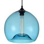 Glass Globe Pendant - Black / Blue