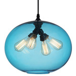 Glass Round Pendant - Black / Blue