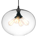 Glass Round Pendant - Black / Clear
