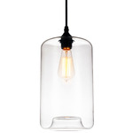 Glass Cylinder Pendant - Black / Clear
