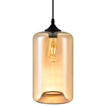 Glass Cylinder Pendant - Black / Cognac
