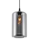 Glass Cylinder Pendant - Black / Smoke