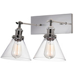 Eustis Adjustable Bathroom Vanity Light - Polished Nickel / Clear