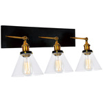 Eustis Adjustable Bathroom Vanity Light - Black / Gold Brass / Clear