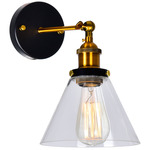 Eustis Adjustable Wall Sconce - Black / Gold Brass / Clear