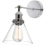 Eustis Adjustable Wall Sconce - Polished Nickel / Clear