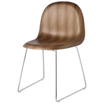 3D Wooden Seat Dining Chair - Polished Stainless Steel / American Walnut