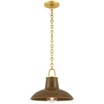Pottersville Pendant - Aged Brass / Umber Crackle