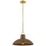 Pottersville Pendant - Aged Brass / Umber Crackle