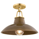 Pottersville Ceiling Light - Aged Brass / Umber Crackle