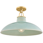 Pottersville Ceiling Light - Aged Brass / Moss Crackle