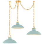 Pottersville Chandelier - Aged Brass / Moss Crackle