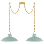 Pottersville Linear Pendant - Aged Brass / Moss Crackle