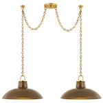 Pottersville Linear Pendant - Aged Brass / Umber Crackle
